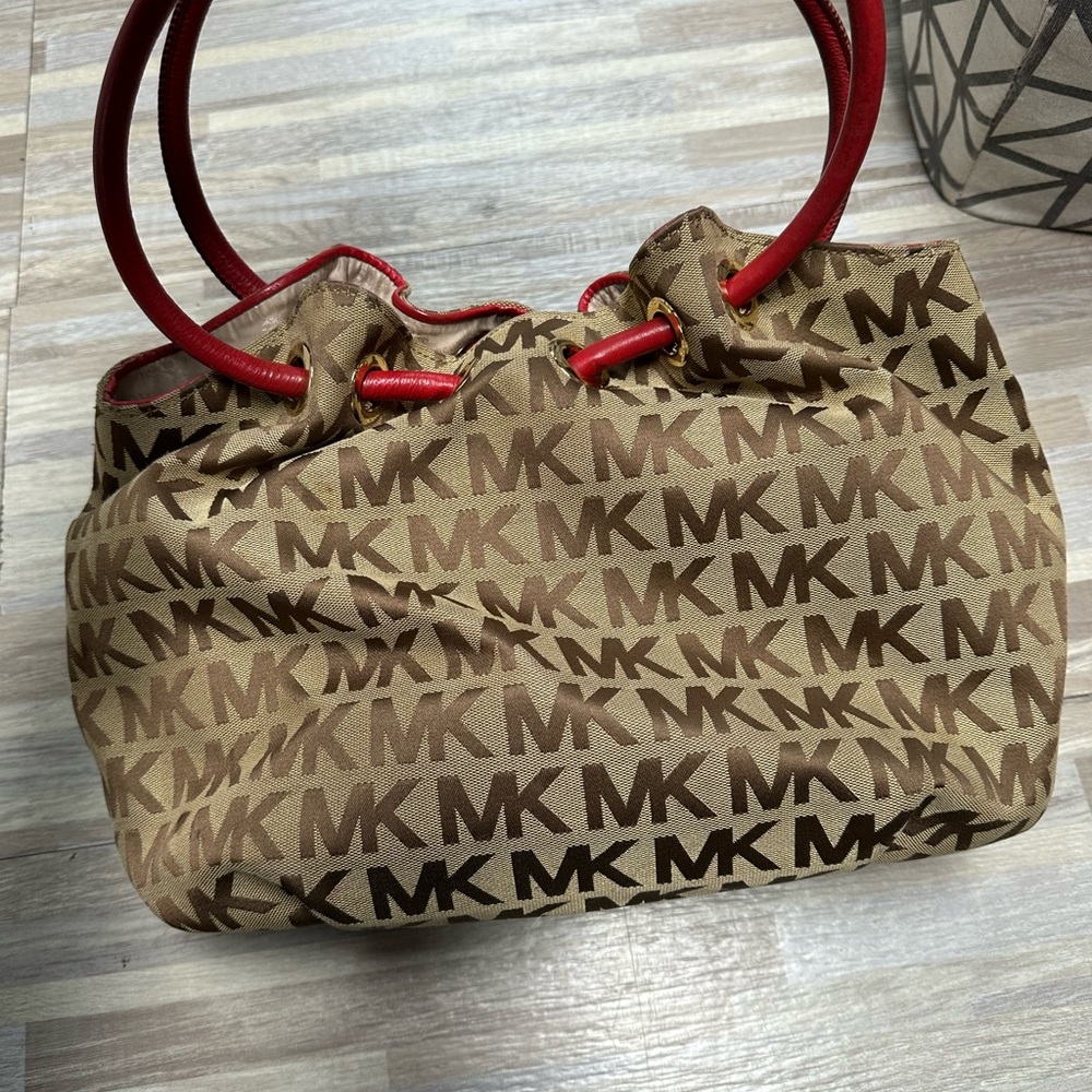 Michael Kors Tan and Red Shoulder Bag